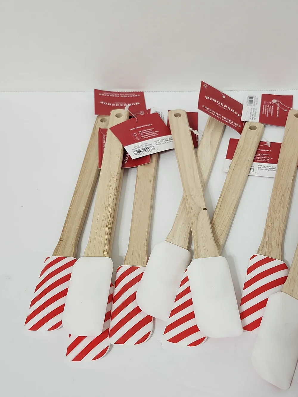 Striped Silicone Spatulas Wood Handles Cooking Baking Gift Baskets Crafts New 12